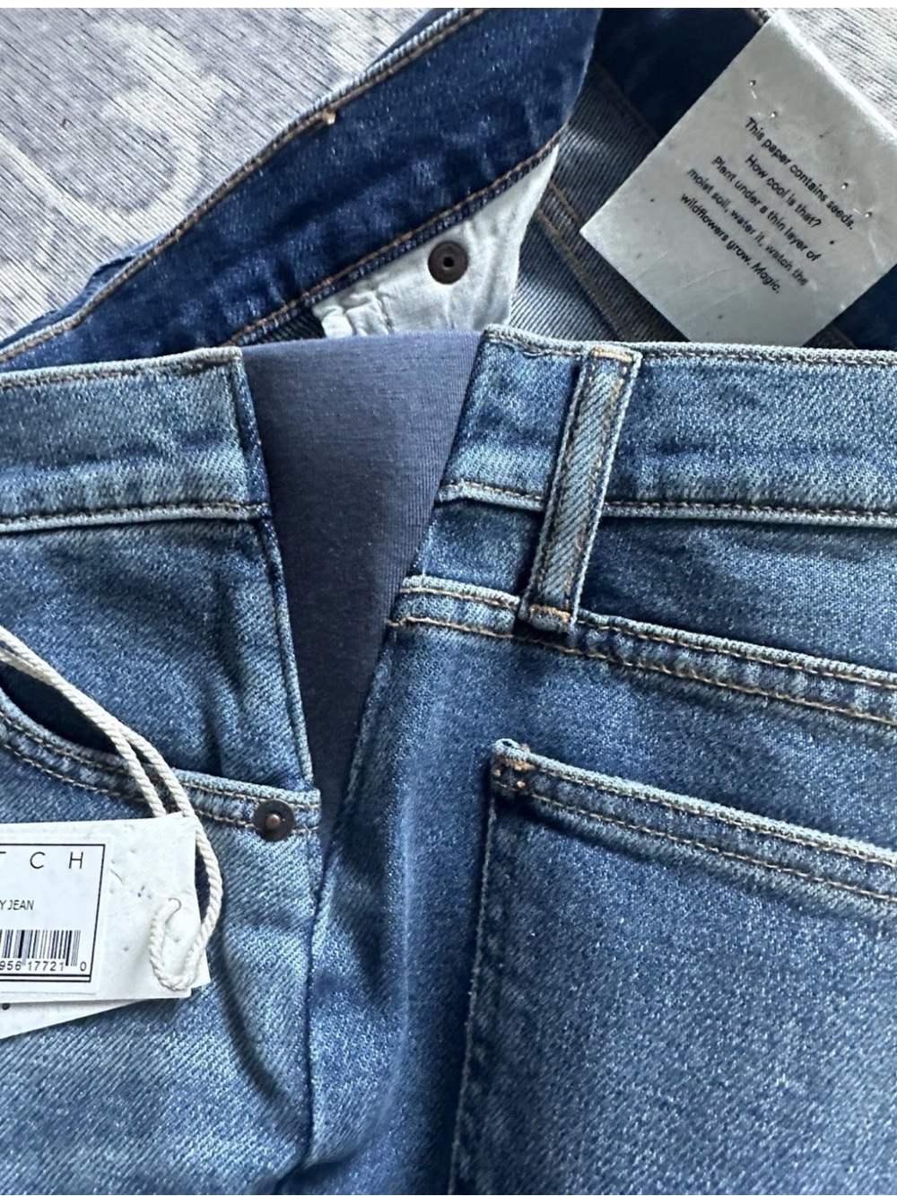 Hatch Women’s Blue Denim Jeans NWT HATCH The Crop Under Belly Kick Flare Matern - Picture 3 of 6